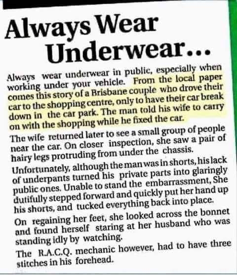 Why you should always wear underwear in public