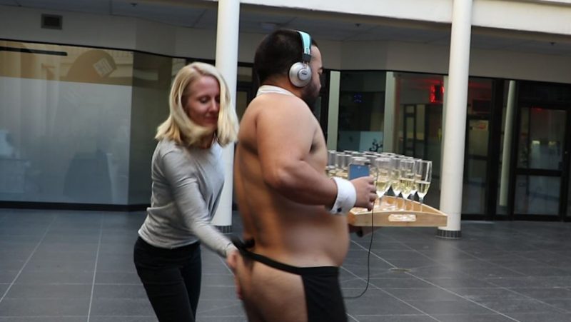 WATCH: Jim smashed The Rumble's naked waiter training, literally