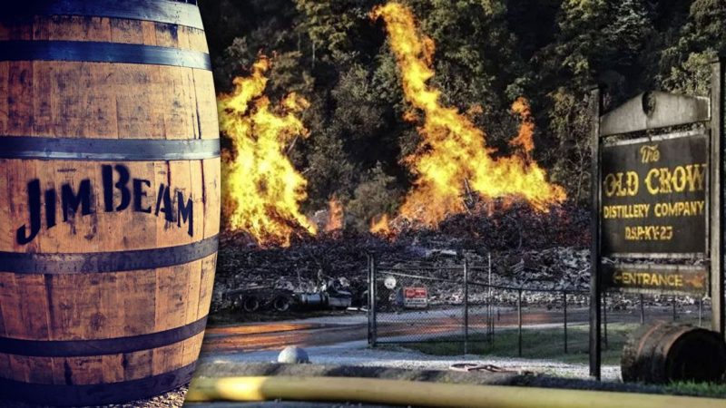 Jim Beam warehouse filled with 45,000 barrels of bourbon goes up in flames