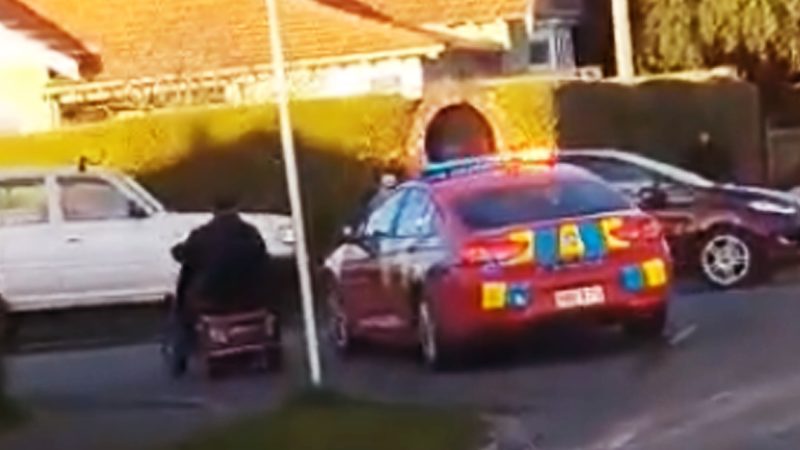 WATCH: Old battler on mobility scooter leads police on low-speed chase in Timaru