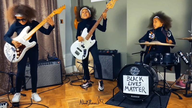 10 year-old performs guitar, bass and drums to Guerilla Radio by Rage Against The Machine to support Black Lives Matter