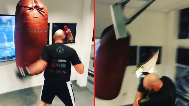 WATCH: Tyson Fury hits punching bag so hard that the ceiling collapses