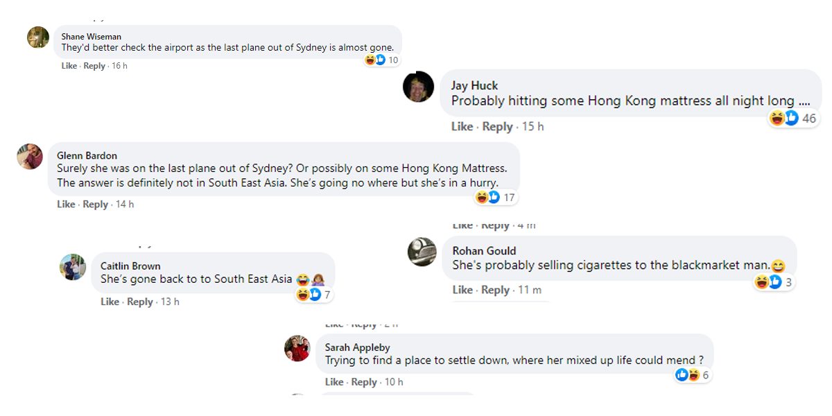 Australian Police are looking for wanted woman called "Khe Sanh Cox" and the FB comments are gold