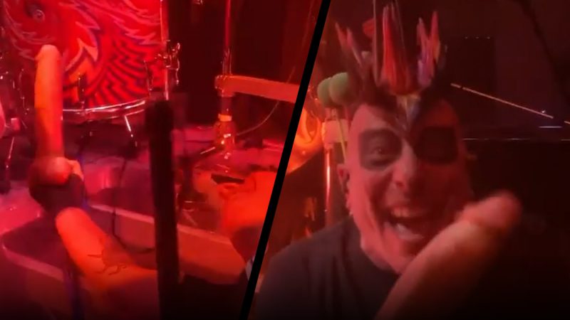 WATCH: Tool's Maynard James Keenan gets Danny Carey to hit gong with dildo during gig