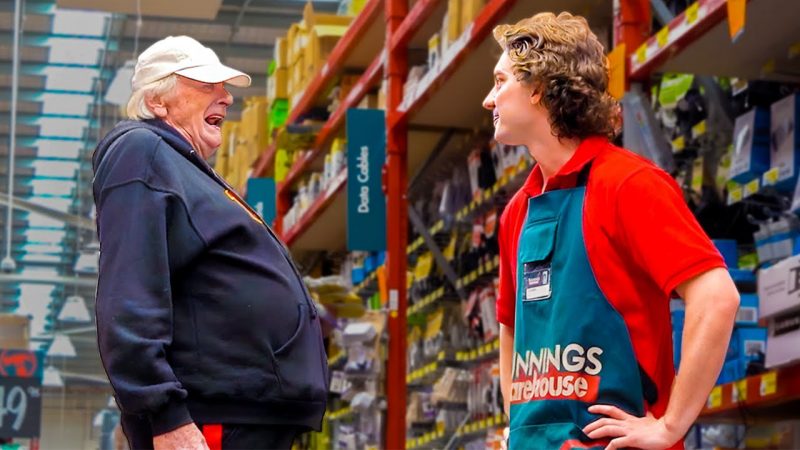 This old Aussie bloke’s reaction to a fake Bunnings ‘cock-offs’ prank is bloody great