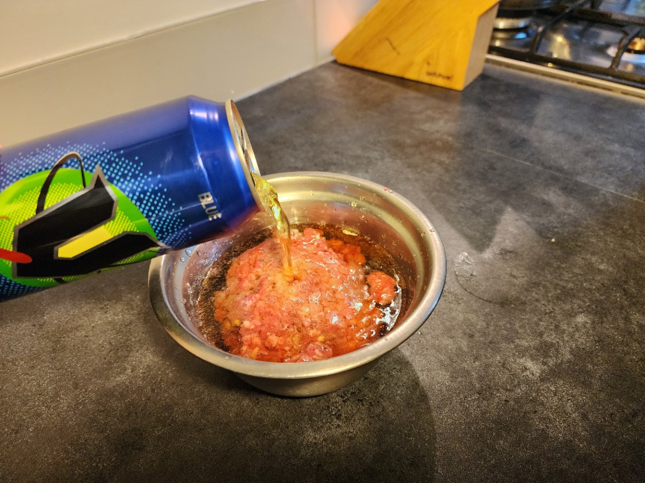 Kiwi lad invents 'absolutely cursed' Blue V-infused mince and cheese pie, revolutionises smoko