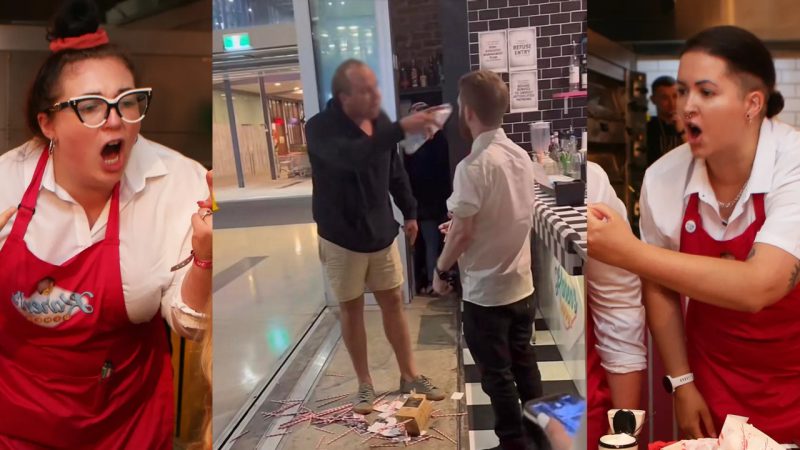 Aussie bloke loses it at Karen's Diner staff for making fun of his receding hairline