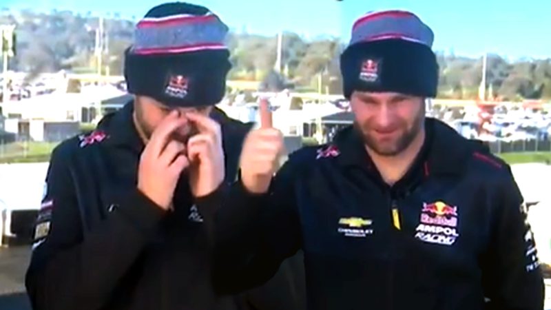 Shane van Gisbergen disappears for a spew mid-interview, Morning after Bathurst celebrations
