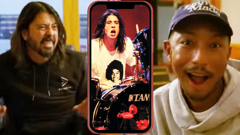 Watch Pharrell have his mind blown when Dave Grohl reveals where he 'copied' Nirvana drums from